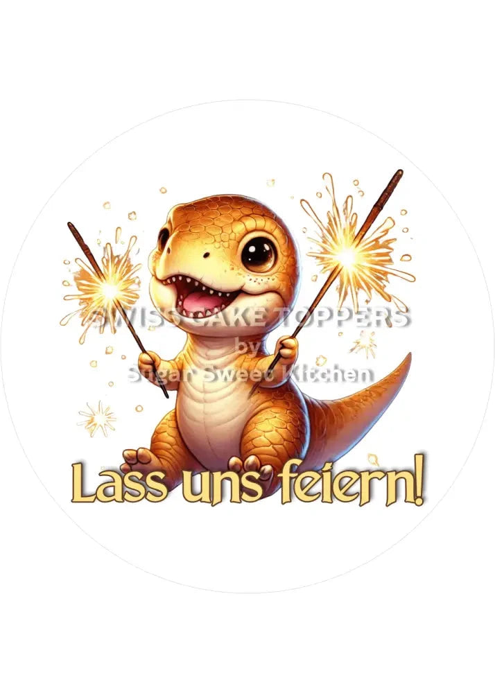 Tortenaufleger niedlicher Dino10 - personalisierbar - Fondant- Torten- & Cupcakeaufleger Sugar Sweet Kitchen