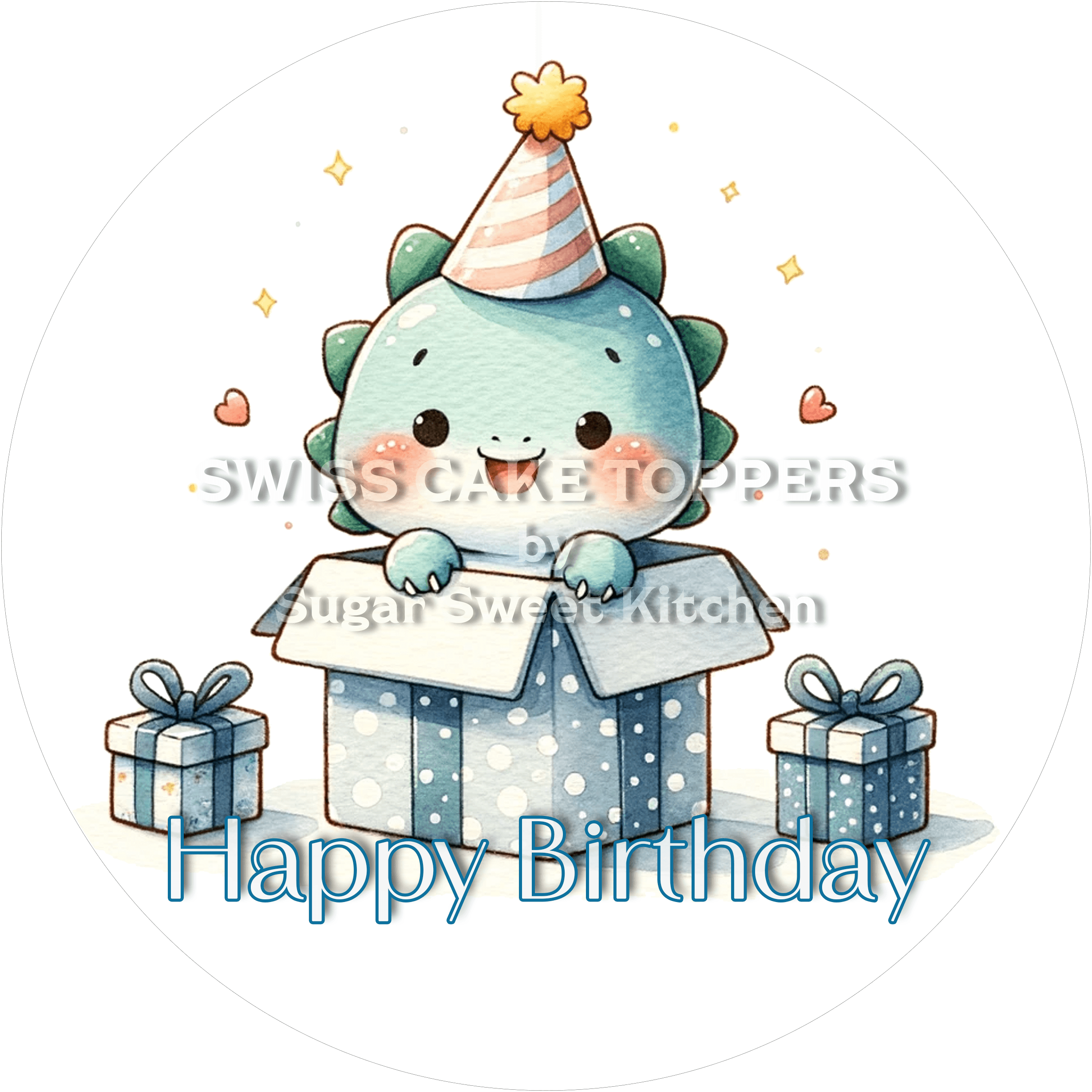 Tortenaufleger niedlicher Dino3 - personalisierbar - Fondant- Torten- & Cupcakeaufleger Sugar Sweet Kitchen