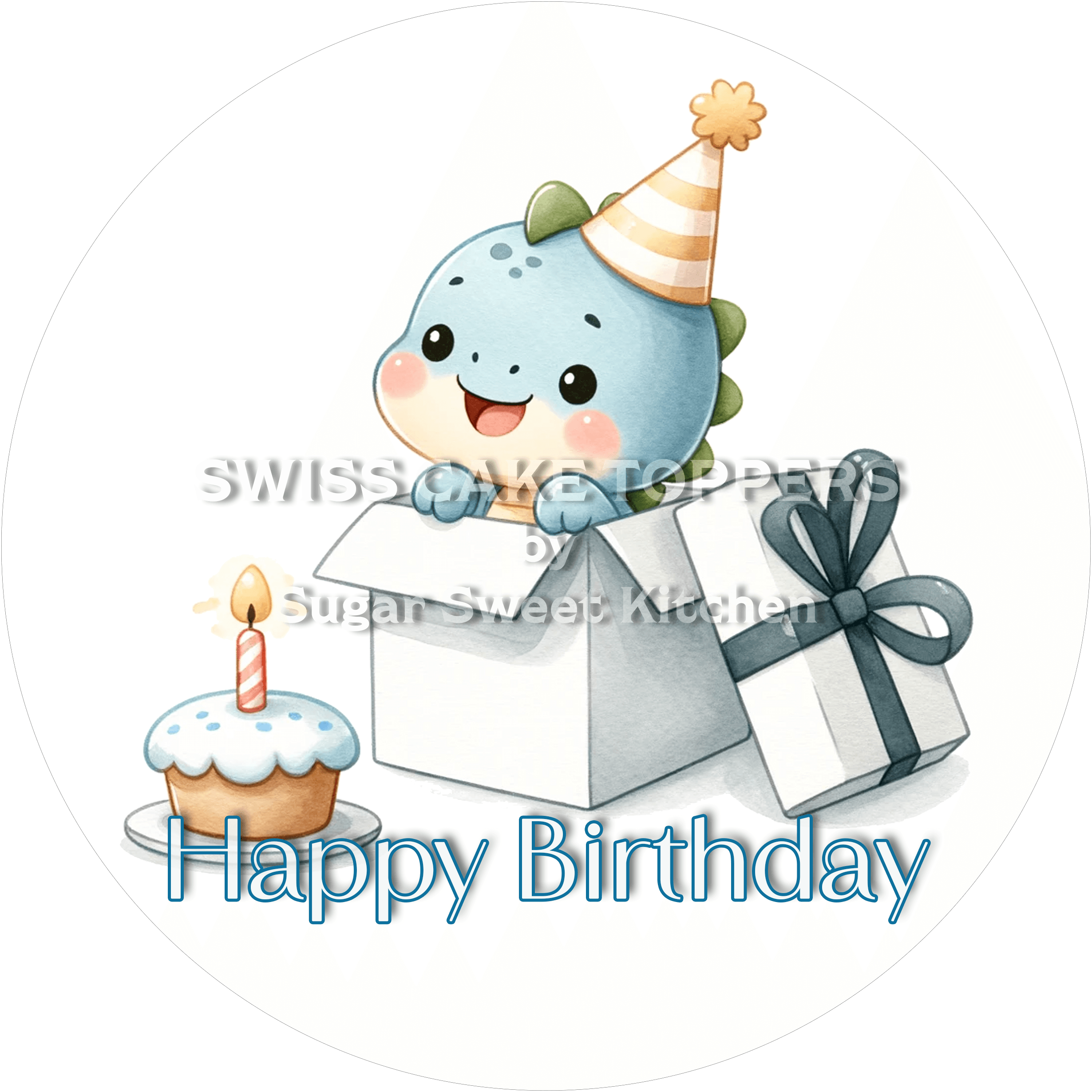 Tortenaufleger niedlicher Dino4 - personalisierbar - Fondant- Torten- & Cupcakeaufleger Sugar Sweet Kitchen