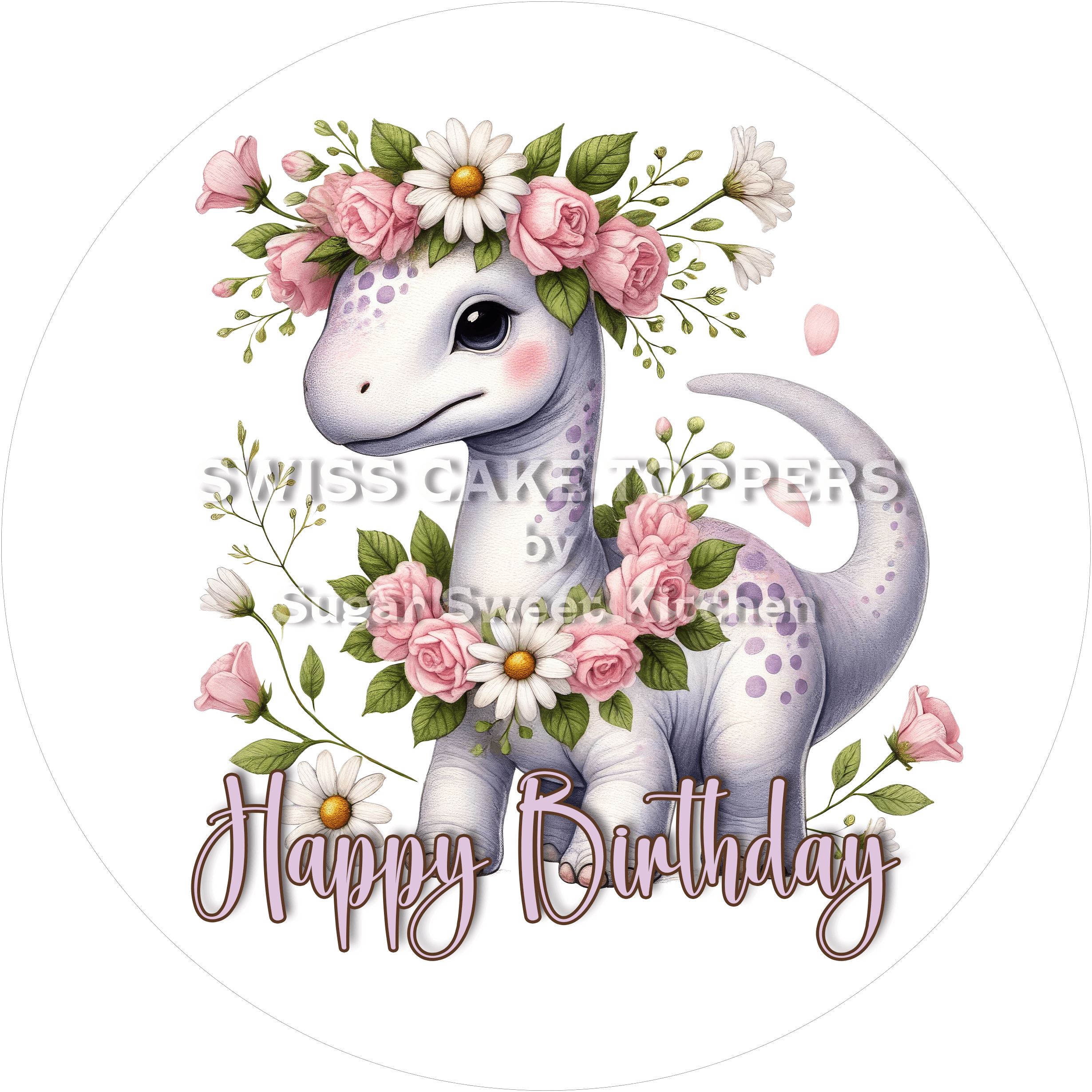 Tortenaufleger niedlicher Dino8 - personalisierbar - Fondant- Torten- & Cupcakeaufleger Sugar Sweet Kitchen