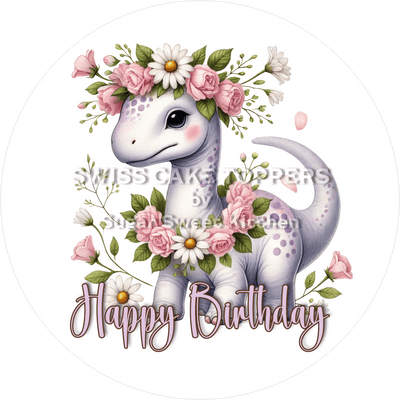 Tortenaufleger niedlicher Dino8 - personalisierbar