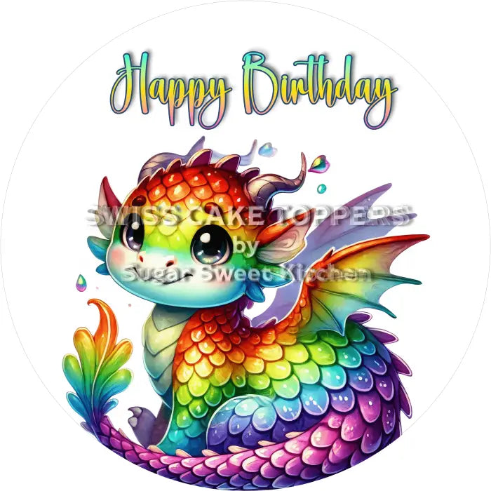 Tortenaufleger niedlicher Drache 01 - essbar & personalisierbar - Fondant- Torten- Cupcakeaufleger Sugar Sweet Kitchen