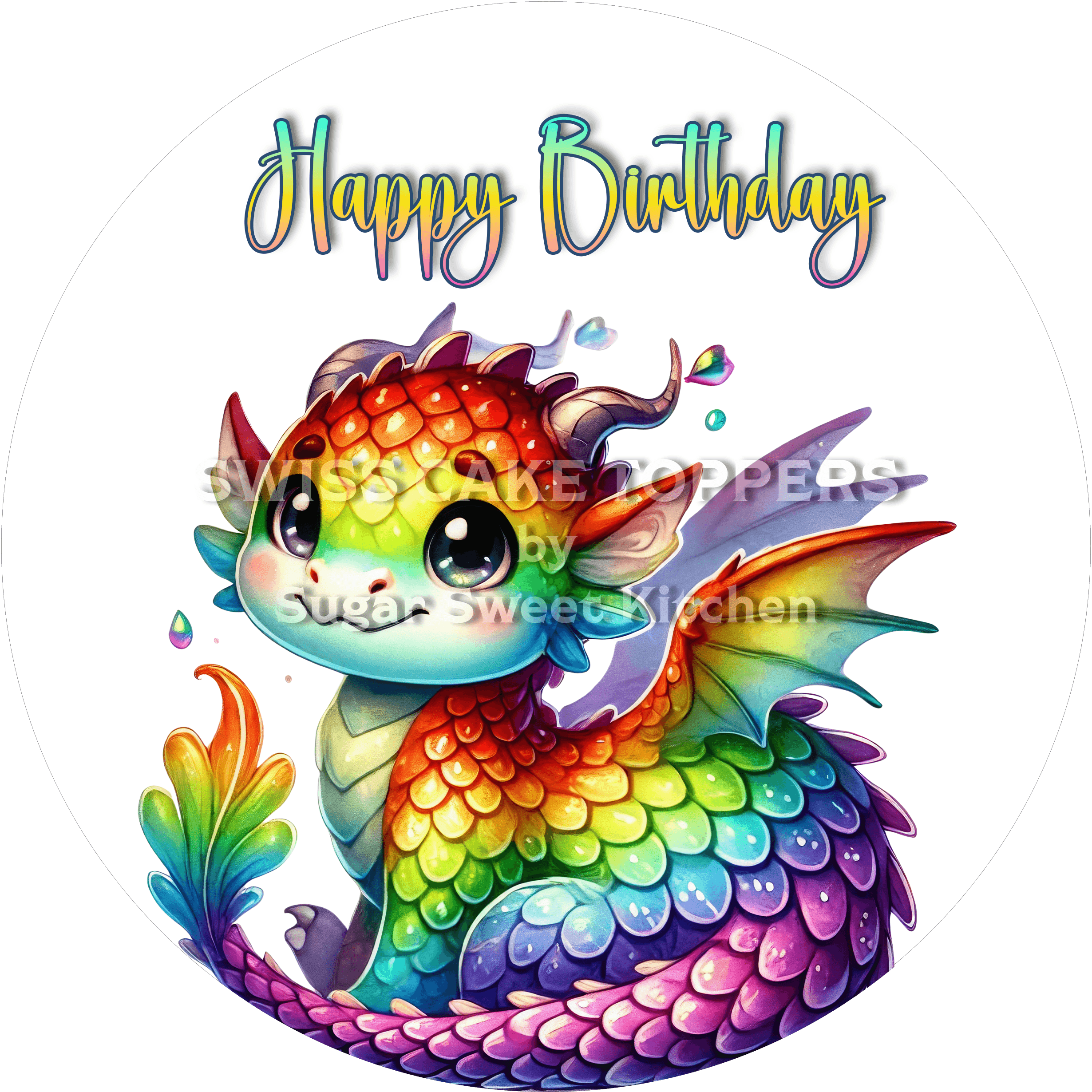 Tortenaufleger niedlicher Drache1 - personalisierbar - Fondant- Torten- & Cupcakeaufleger Sugar Sweet Kitchen