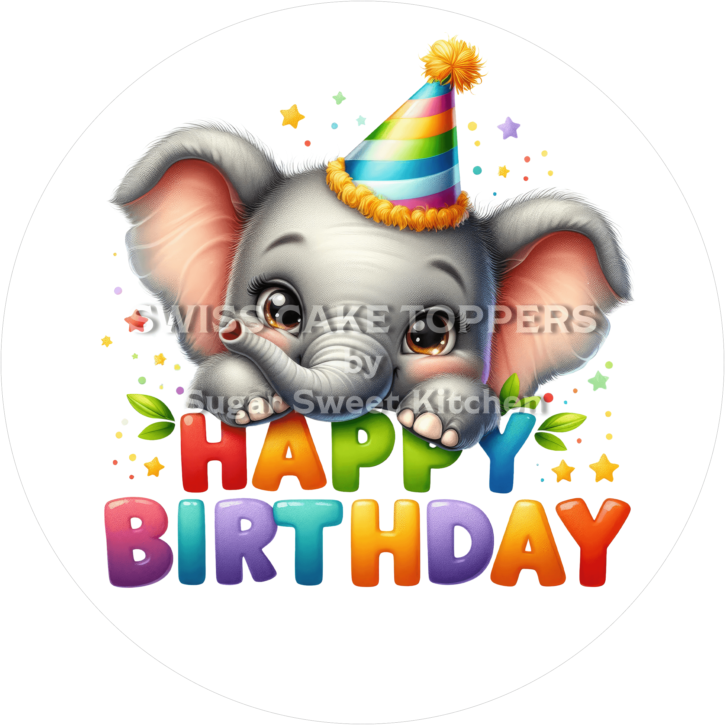 Tortenaufleger niedlicher Elefant2 - personalisierbar - Fondant- Torten- & Cupcakeaufleger Sugar Sweet Kitchen