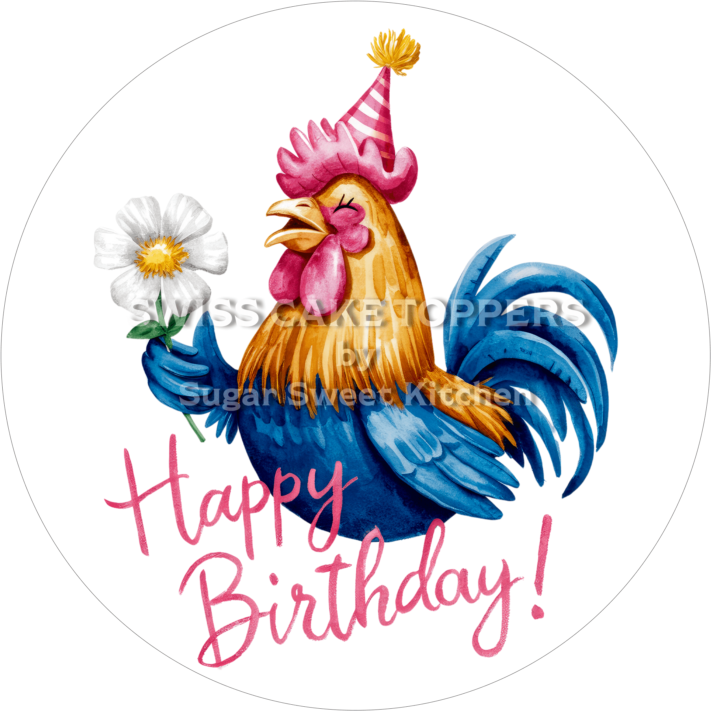 Tortenaufleger niedlicher Hahn1 - personalisierbar - Fondant- Torten- & Cupcakeaufleger Sugar Sweet Kitchen