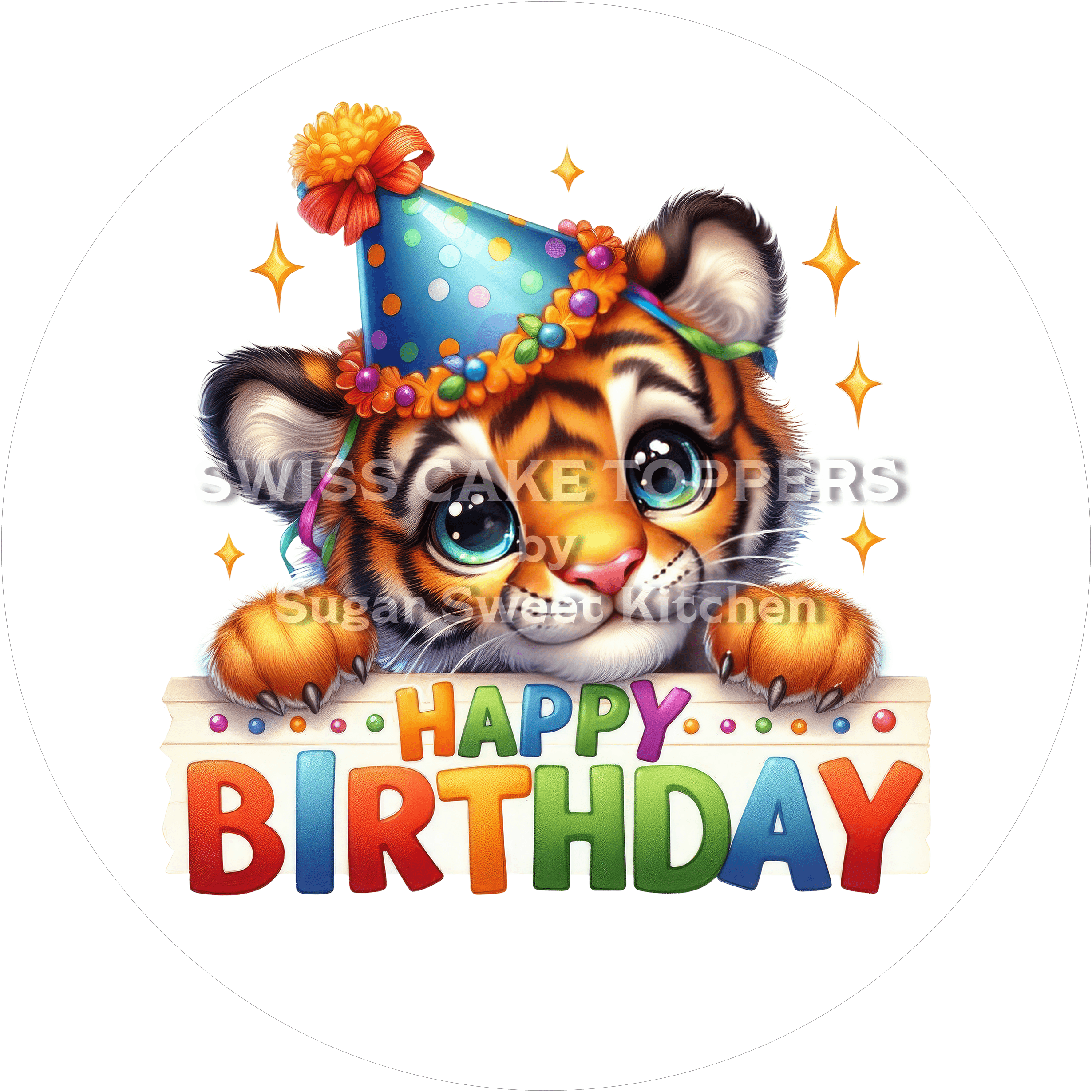 Tortenaufleger niedlicher Tiger2 - personalisierbar - Fondant- Torten- & Cupcakeaufleger Sugar Sweet Kitchen