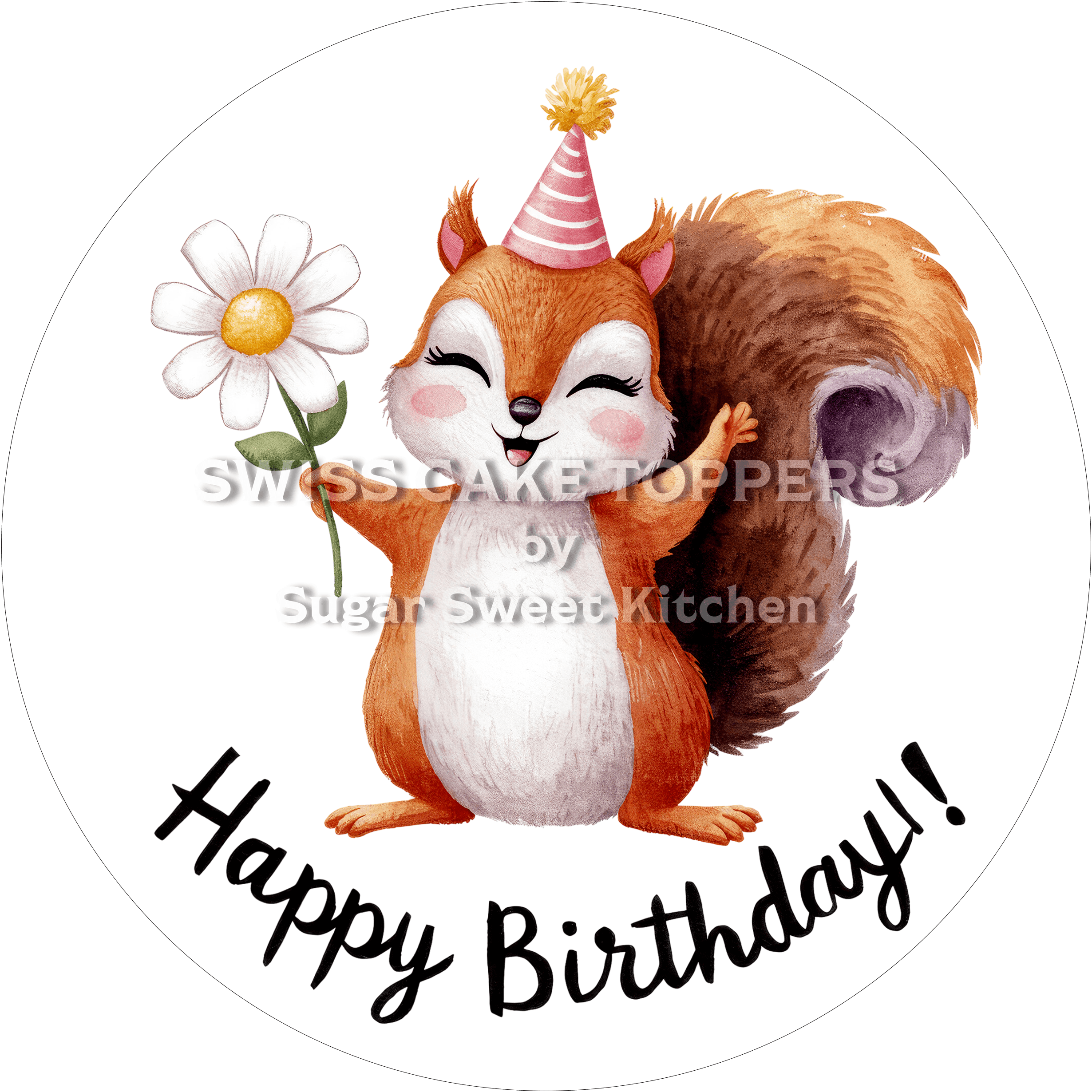 Tortenaufleger niedliches Eichhoernchen1 - personalisierbar - Fondant- Torten- & Cupcakeaufleger Sugar Sweet Kitchen