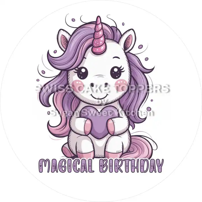 Tortenaufleger niedliches Einhorn23 - personalisierbar - Fondant- Torten- & Cupcakeaufleger Sugar Sweet Kitchen