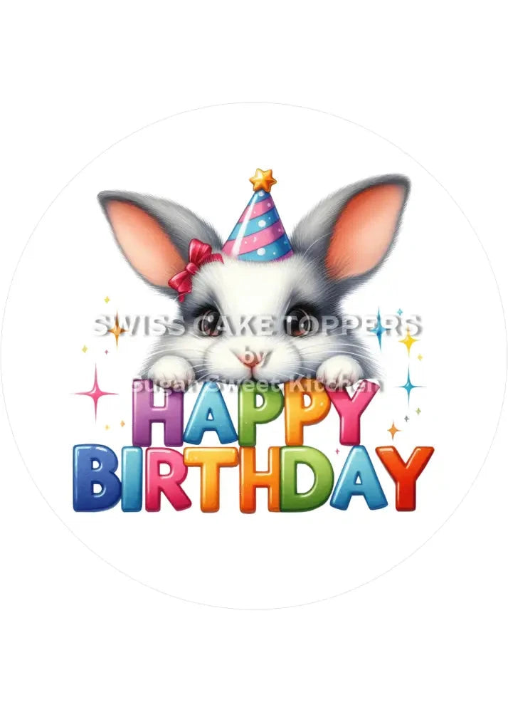 Tortenaufleger niedliches Häschen2 - personalisierbar - Fondant- Torten- & Cupcakeaufleger Sugar Sweet Kitchen