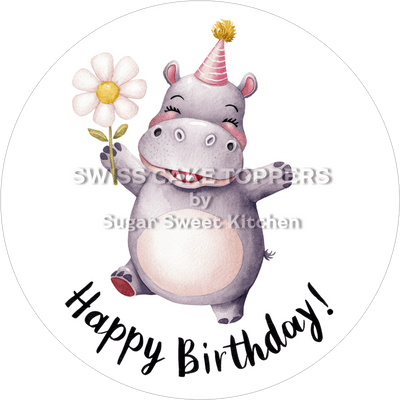 Tortenaufleger niedliches Nilpferd1 - personalisierbar