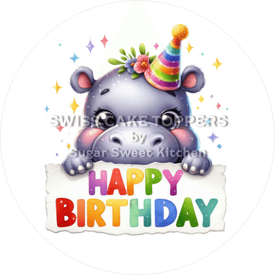 Tortenaufleger niedliches Nilpferd2 - personalisierbar