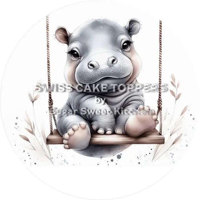 Tortenaufleger Nilpferd 06 - essbar & personalisierbar - Fondant- Torten- Cupcakeaufleger Sugar Sweet Kitchen