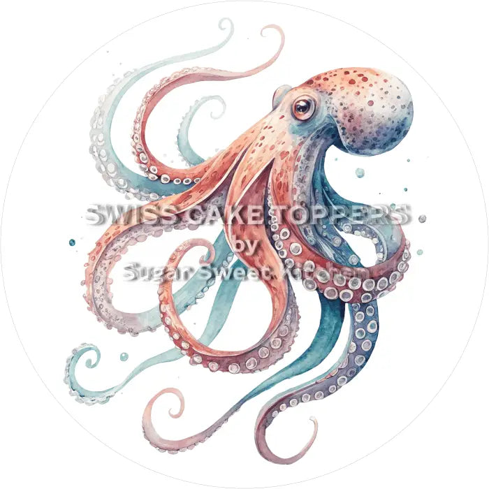 Tortenaufleger Octopus 01 - essbar & personalisierbar - Fondant- Torten- Cupcakeaufleger Sugar Sweet Kitchen