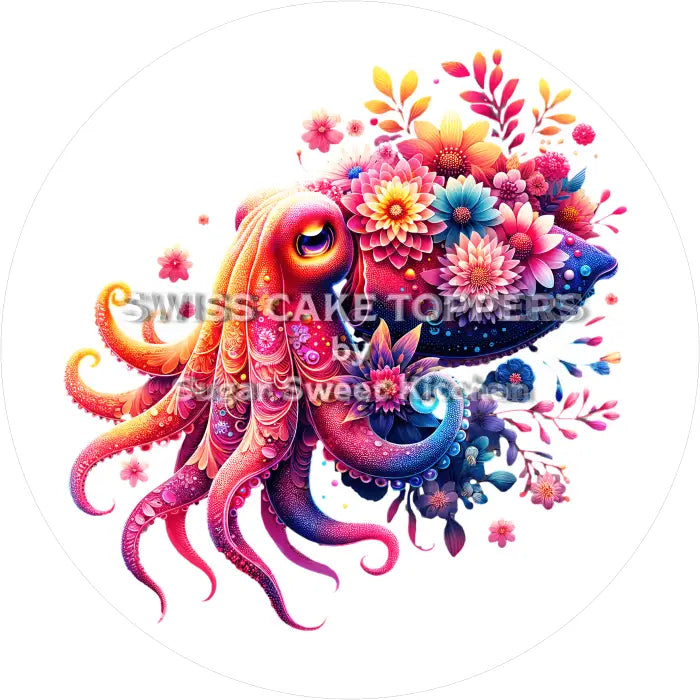 Tortenaufleger Octopus 02 - essbar & personalisierbar - Fondant- Torten- Cupcakeaufleger Sugar Sweet Kitchen