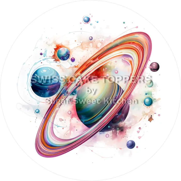 Tortenaufleger Planeten Weltall 01 - essbar & personalisierbar - Fondant- Torten- Cupcakeaufleger Sugar Sweet Kitchen
