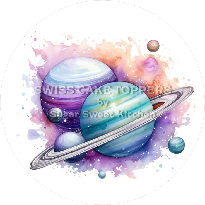 Tortenaufleger Planeten Weltall 04 - essbar & personalisierbar - Fondant- Torten- Cupcakeaufleger Sugar Sweet Kitchen