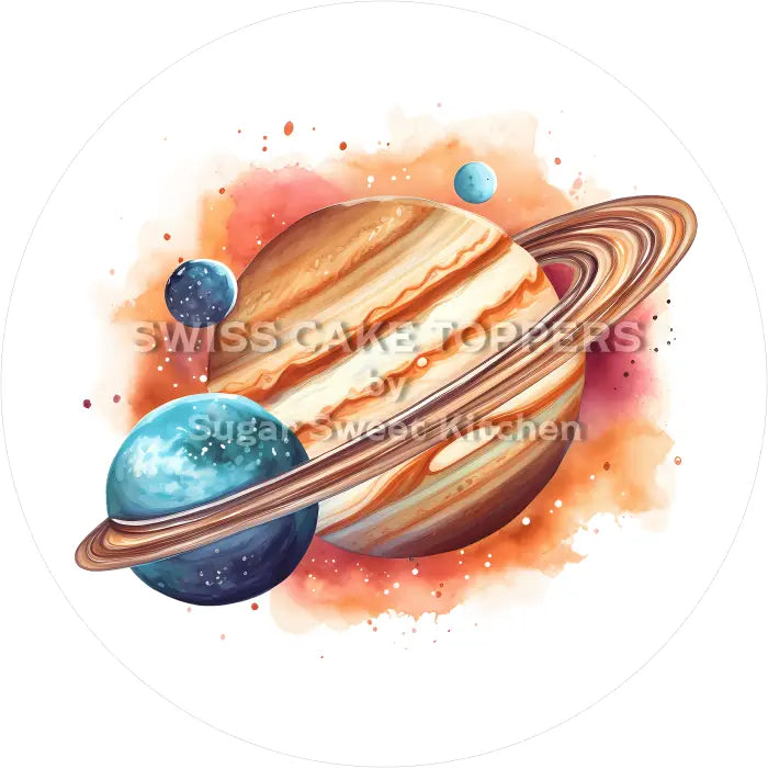 Tortenaufleger Planeten Weltall 05 - essbar & personalisierbar - Fondant- Torten- Cupcakeaufleger Sugar Sweet Kitchen
