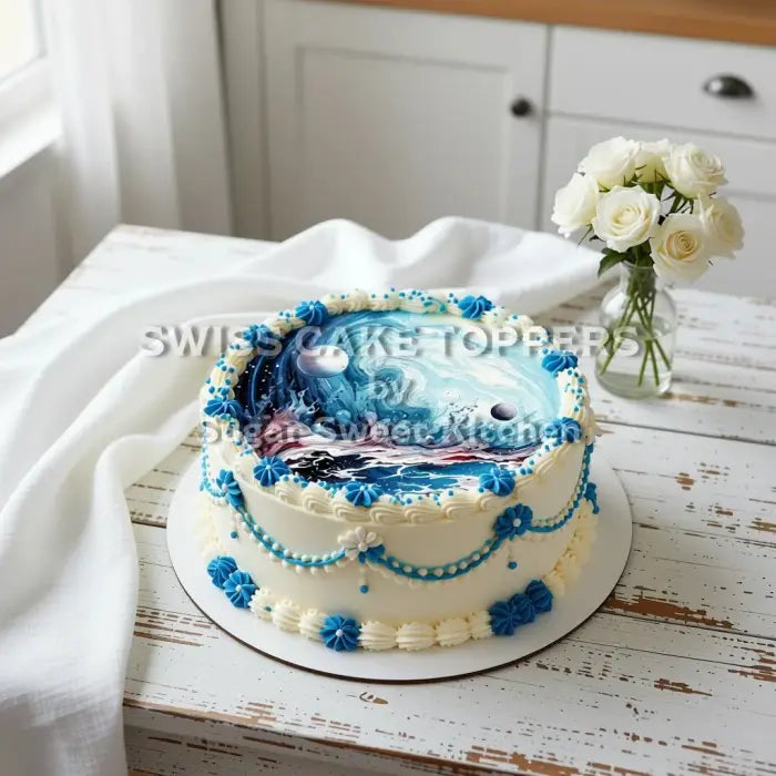 Tortenaufleger Planeten Weltall 07 - essbar & personalisierbar - Fondant- Torten- Cupcakeaufleger Sugar Sweet Kitchen