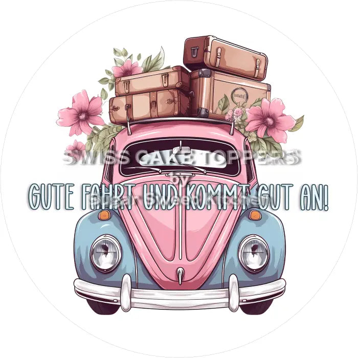 Tortenaufleger Reisen Einweihung 01 - essbar & personalisierbar - Fondant- Torten- Cupcakeaufleger Sugar Sweet Kitchen