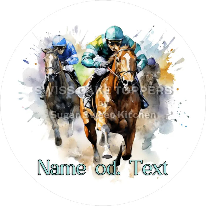 Tortenaufleger Reiten 01 - mit Name/Text - Fondant- Torten- & Cupcakeaufleger Sugar Sweet Kitchen