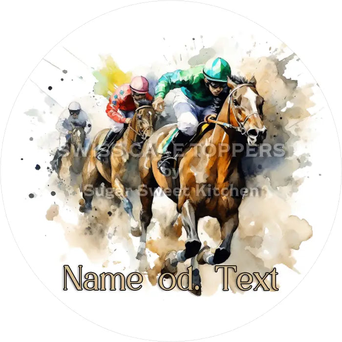 Tortenaufleger Reiten 02 - mit Name/Text - Fondant- Torten- & Cupcakeaufleger Sugar Sweet Kitchen