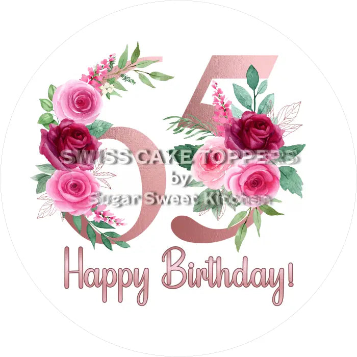 Tortenaufleger mit Rosen-Zahlen - essbar & personalisiert - Fondant- Torten- Cupcakeaufleger Sugar Sweet Kitchen