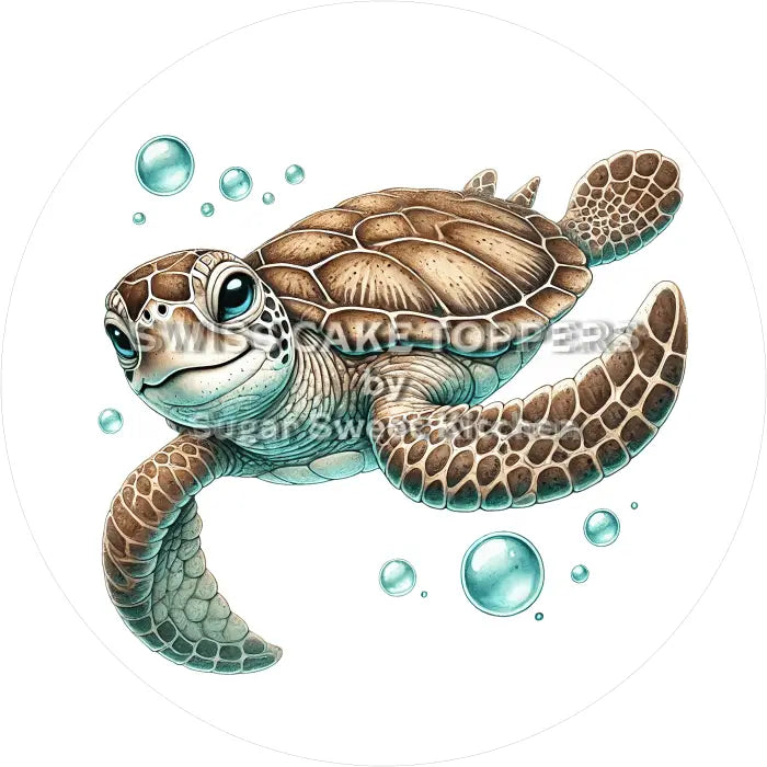 Tortenaufleger Schildkröte 09 - essbar & personalisierbar - Fondant- Torten- Cupcakeaufleger Sugar Sweet Kitchen