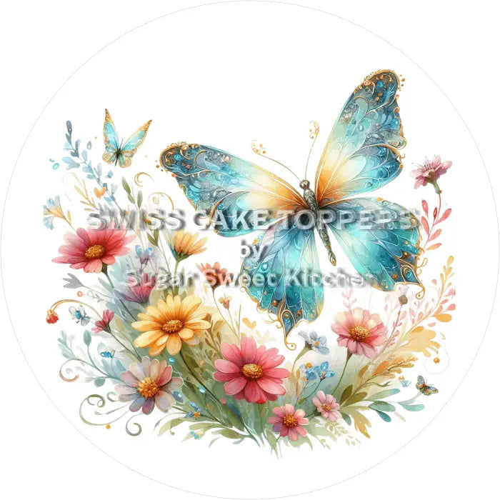 Tortenaufleger Schmetterling 02 - essbar & personalisierbar - Fondant- Torten- Cupcakeaufleger Sugar Sweet Kitchen