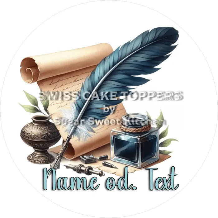 Tortenaufleger Schriftsteller 01 - mit Namen/Text - Fondant- Torten- & Cupcakeaufleger Sugar Sweet Kitchen