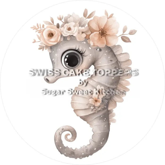 Tortenaufleger Seepferd 01 - essbar & personalisierbar - Fondant- Torten- Cupcakeaufleger Sugar Sweet Kitchen