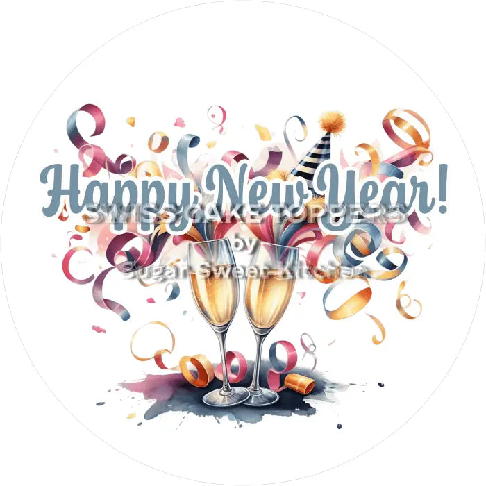 Tortenaufleger Silvester / 01 - essbar & personalisierbar - Fondant- Torten- Cupcakeaufleger Sugar Sweet Kitchen