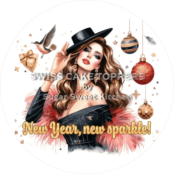 Tortenaufleger Silvester / 03 - essbar & personalisierbar - Fondant- Torten- Cupcakeaufleger Sugar Sweet Kitchen
