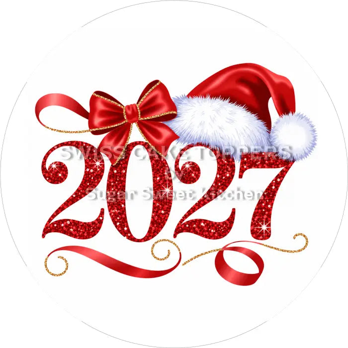 Tortenaufleger Silvester 2027 / 03 - essbar & personalisierbar - Fondant- Torten- Cupcakeaufleger Sugar Sweet Kitchen