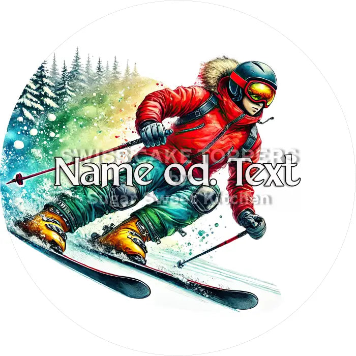 Tortenaufleger Ski 02 - mit Name/Text - Fondant- Torten- & Cupcakeaufleger Sugar Sweet Kitchen