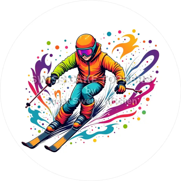 Tortenaufleger Ski 04 - essbar & personalisierbar - Fondant- Torten- Cupcakeaufleger Sugar Sweet Kitchen