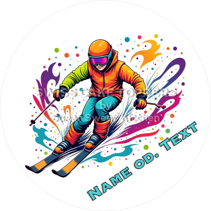 Tortenaufleger Ski 04 - mit Name/Text - Fondant- Torten- & Cupcakeaufleger Sugar Sweet Kitchen