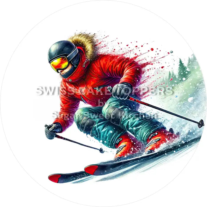 Tortenaufleger Skifahren 01 - essbar & personalisierbar - Fondant- Torten- Cupcakeaufleger Sugar Sweet Kitchen