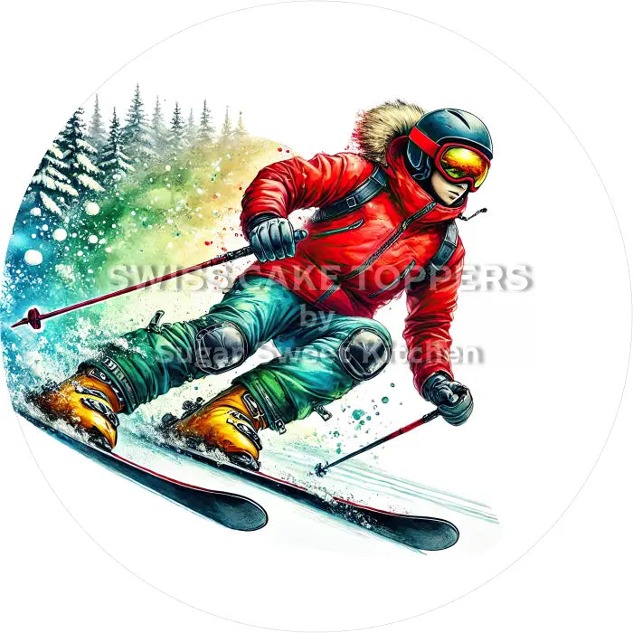 Tortenaufleger Skifahren 02 - essbar & personalisierbar - Fondant- Torten- Cupcakeaufleger Sugar Sweet Kitchen