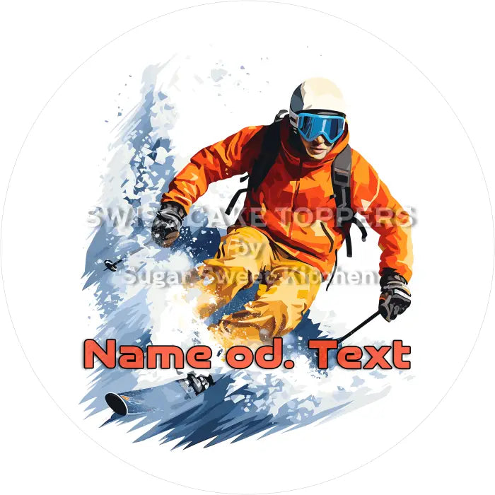 Tortenaufleger Skifahren 03 - mit Name/Text - Fondant- Torten- & Cupcakeaufleger Sugar Sweet Kitchen
