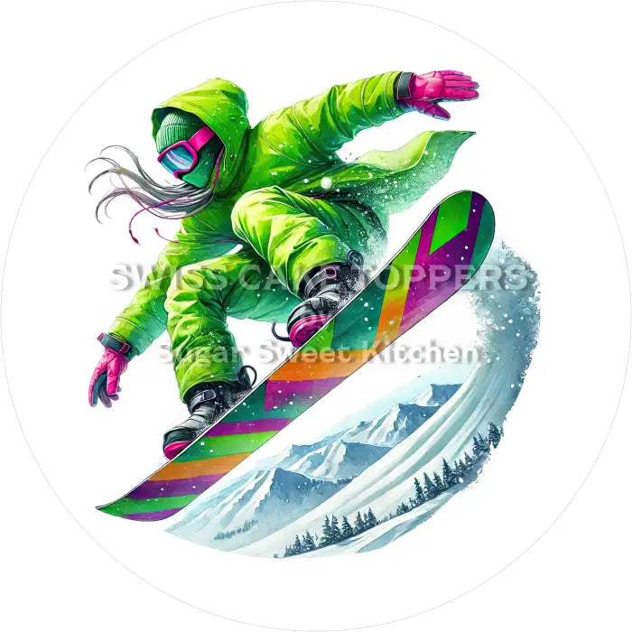 Tortenaufleger Snowboard 01 - essbar & personalisierbar - Fondant- Torten- Cupcakeaufleger Sugar Sweet Kitchen