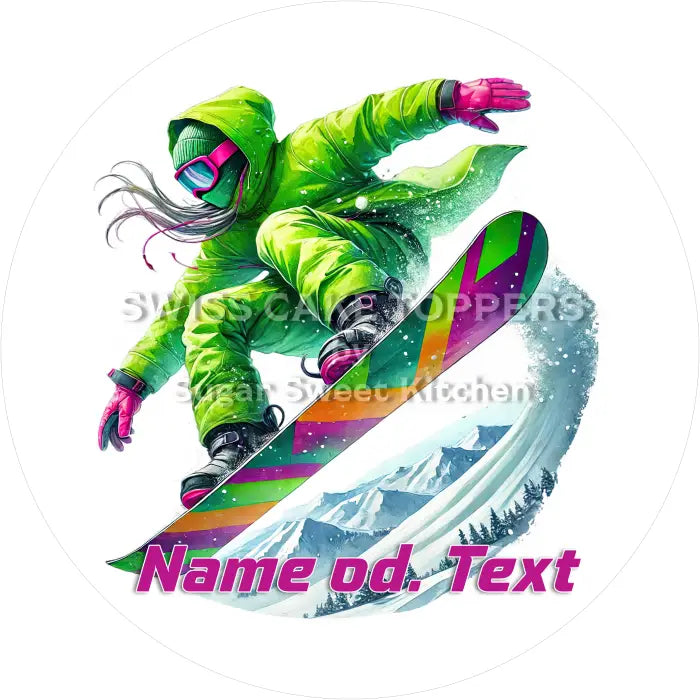 Tortenaufleger Snowboard 01 - mit Name/Text - Fondant- Torten- & Cupcakeaufleger Sugar Sweet Kitchen