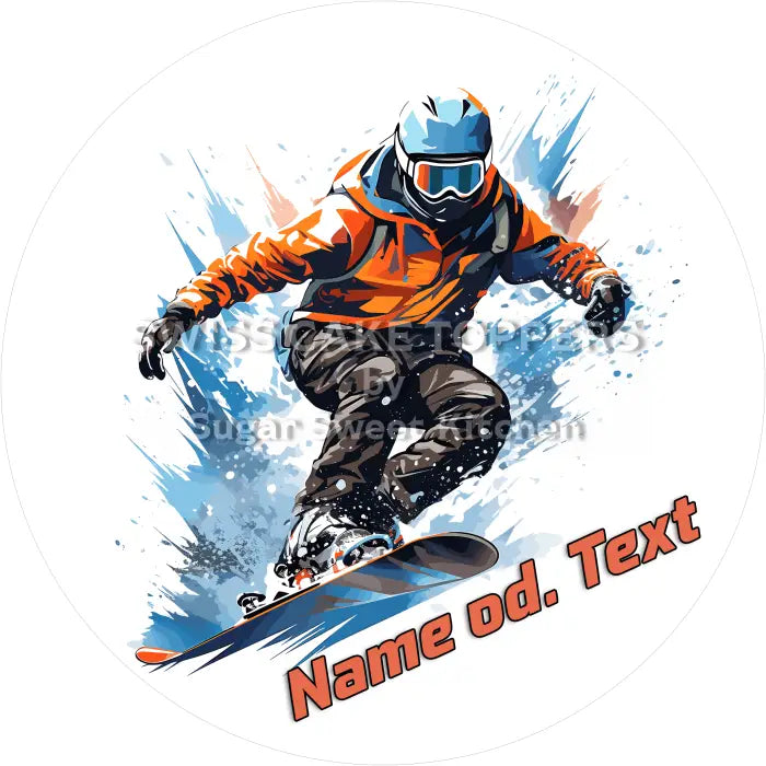Tortenaufleger Snowboard 04 - mit Name/Text - Fondant- Torten- & Cupcakeaufleger Sugar Sweet Kitchen