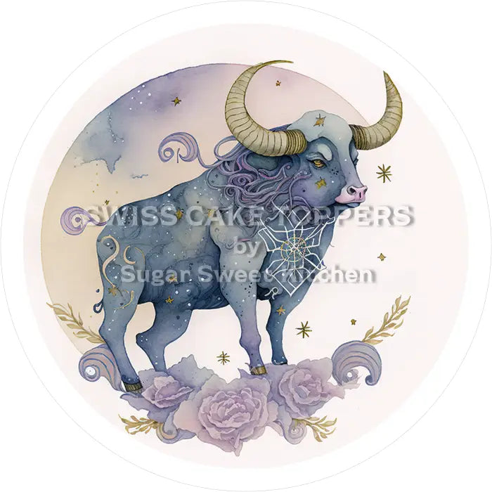 Tortenaufleger Sternzeichen Stier 02 - essbar & personalisierbar - Fondant- Torten- Cupcakeaufleger Sugar Sweet Kitchen
