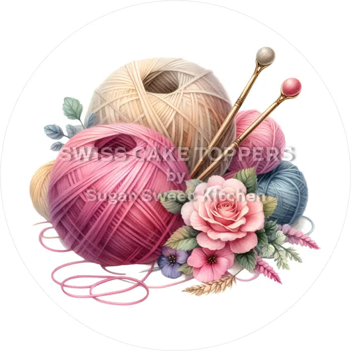 Tortenaufleger Stricken 02 - essbar & personalisierbar - Fondant- Torten- Cupcakeaufleger Sugar Sweet Kitchen