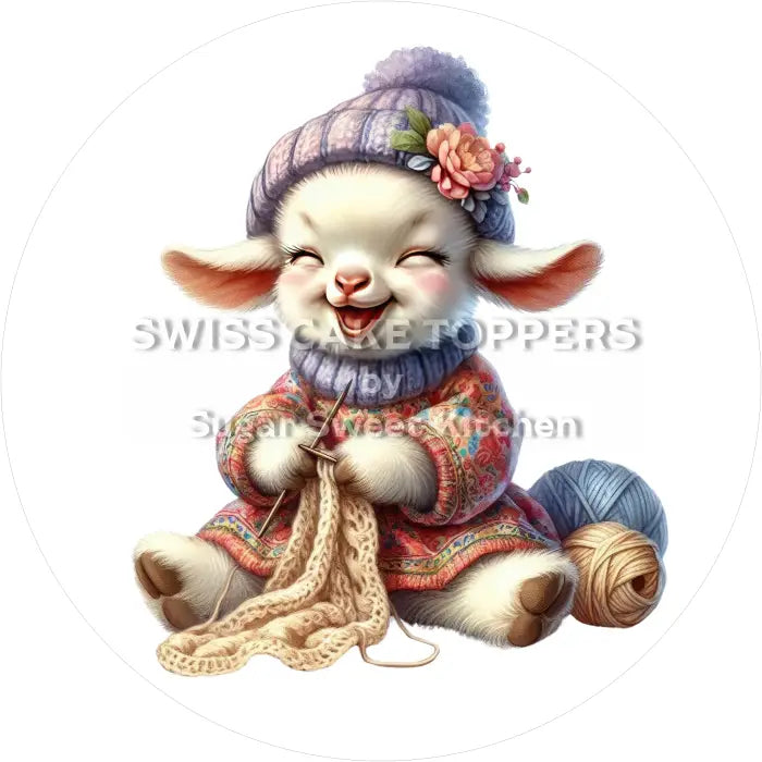 Tortenaufleger Stricken 04 - essbar & personalisierbar - Fondant- Torten- Cupcakeaufleger Sugar Sweet Kitchen