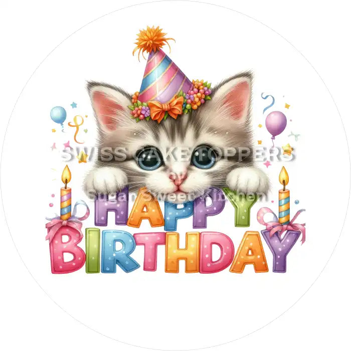 Tortenaufleger süsse Katze - personalisierbar - Fondant- Torten- & Cupcakeaufleger Sugar Sweet Kitchen