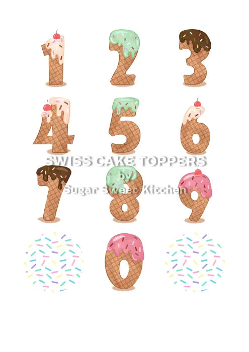 Tortenaufleger mit süssen Zahlen - essbar & personalisiert - Fondant- Torten- Cupcakeaufleger Sugar Sweet Kitchen