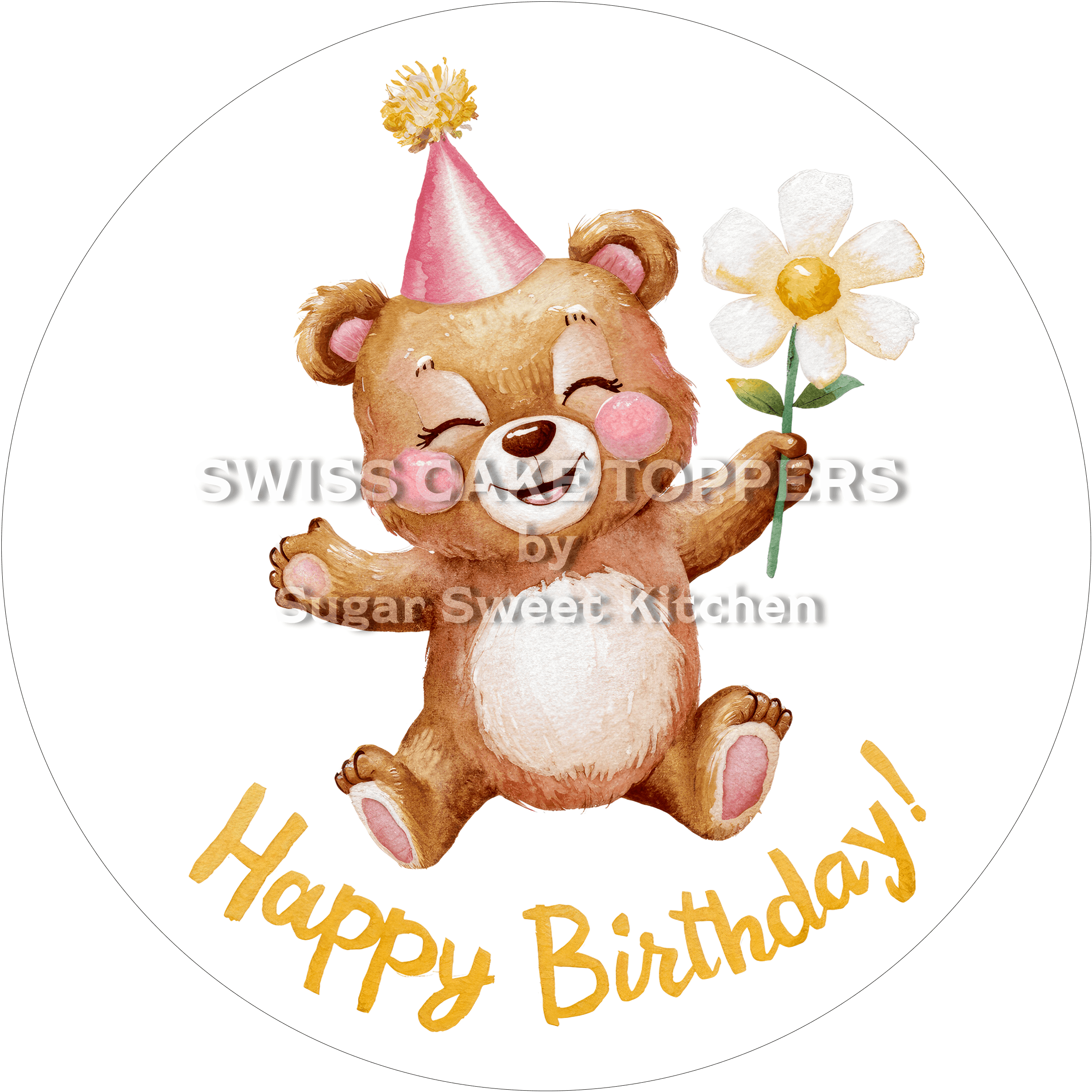 Tortenaufleger süsser Bär1 - personalisierbar - Fondant- Torten- & Cupcakeaufleger Sugar Sweet Kitchen