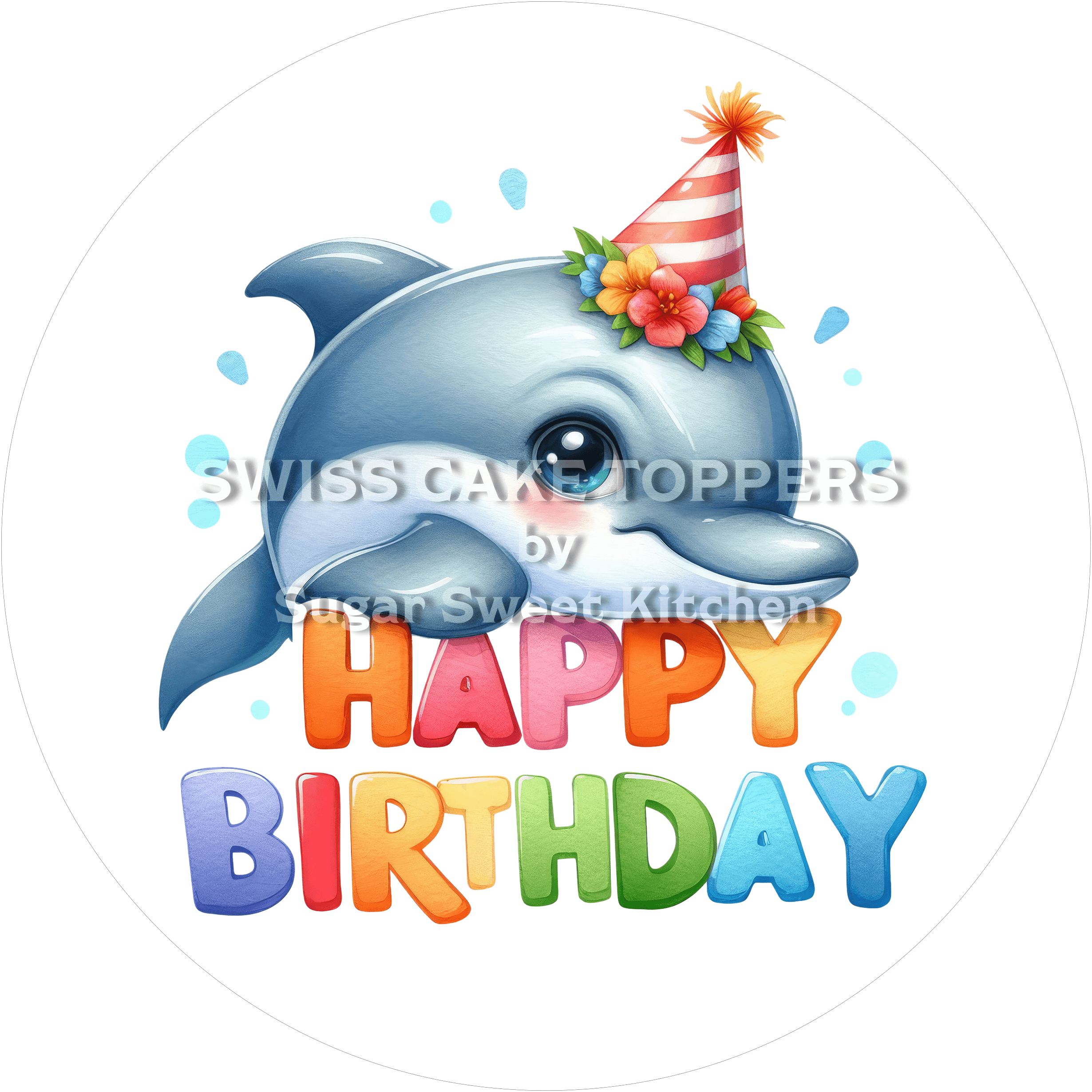Tortenaufleger süsser Delfin1 - personalisierbar - Fondant- Torten- & Cupcakeaufleger Sugar Sweet Kitchen