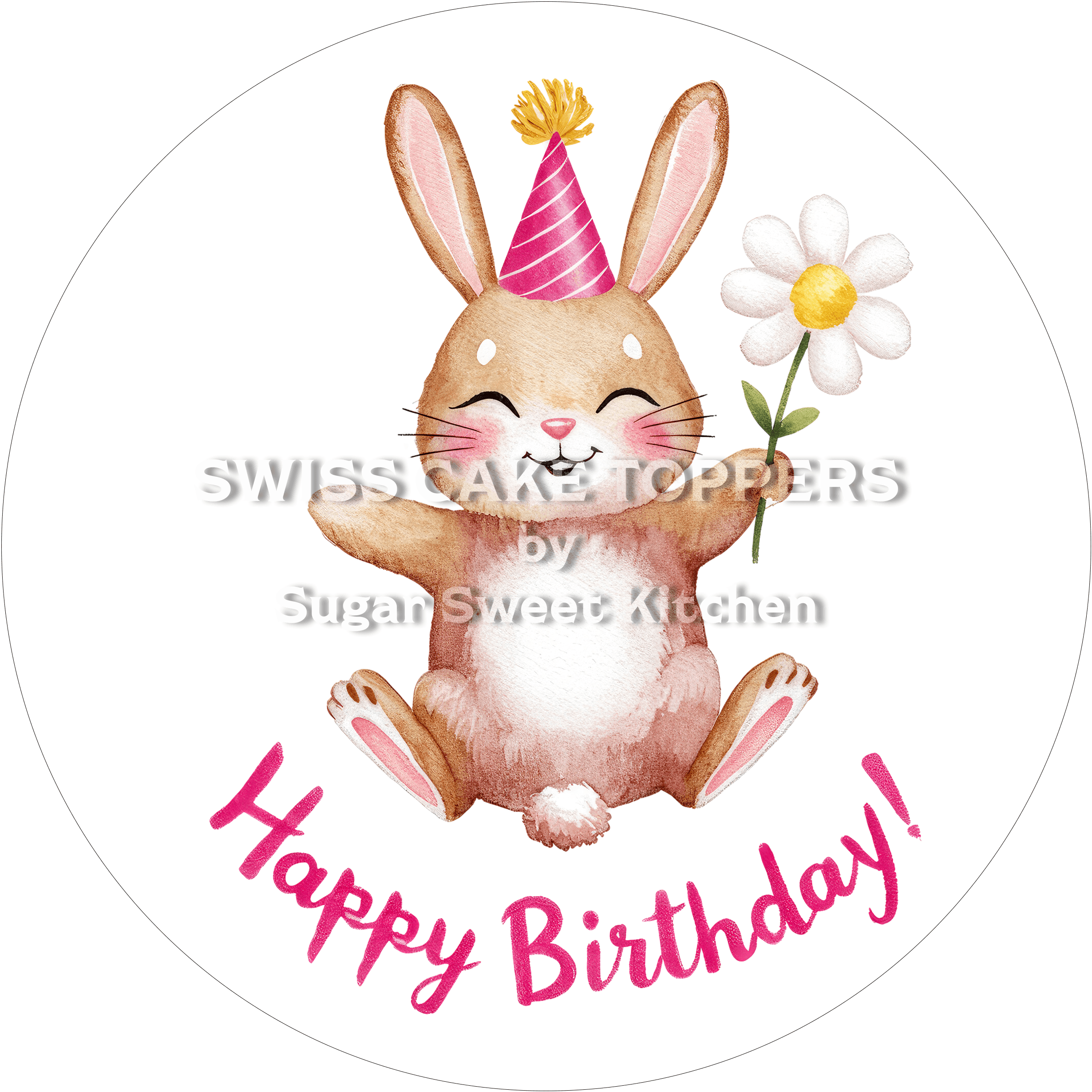 Tortenaufleger süsser Hase1 - personalisierbar - Fondant- Torten- & Cupcakeaufleger Sugar Sweet Kitchen